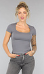 Basic Top met Korte Mouwen in Antraciet