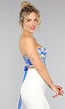 Blauwe Strapless Bloemen Korset Top met Beugels