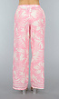 Roze Wide Leg Linnenlook Broek met Leaf Print