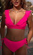 Neon Roze Ruffle Bikini Top met Uitneembare Pads