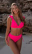 Neon Roze Ruffle Bikini Top met Uitneembare Pads