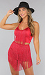 Co Ord Set met Franjes in Rood