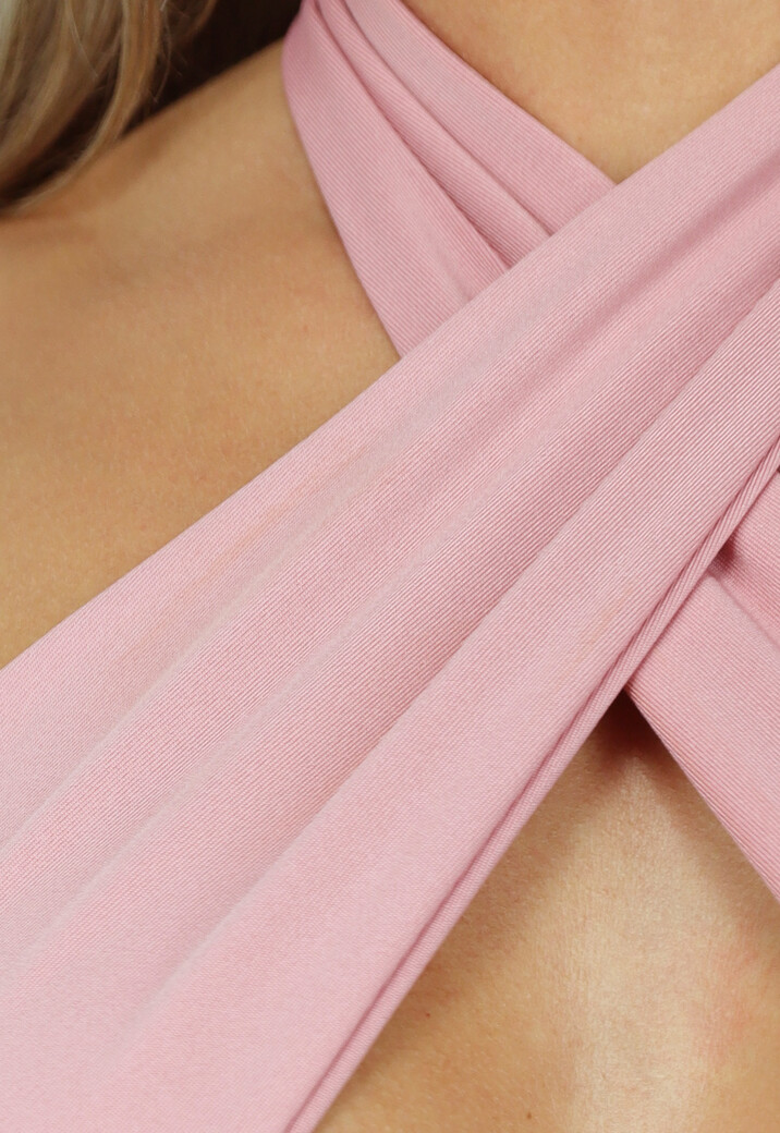 Oudroze Halter Jurk met Cutout