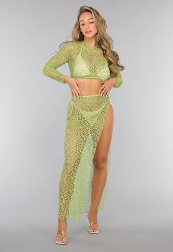 Groene Two Piece met Twist Rok