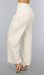 Beige Linnenlook Pantalon net Scrunch Taille