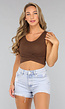 Sportieve Bruine Crop Top met Overslag