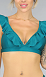 Shimmer Petrol Bikini Top met Ruffles