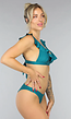 Shimmer Petrol Bikini Top met Ruffles
