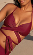 Strappy Push Up Bikini Top in Wijnrood