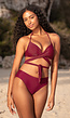Strappy Push Up Bikini Top in Wijnrood