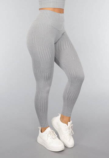 OP=OP.39.NL Grijze Print Sport Broek met Scrunch