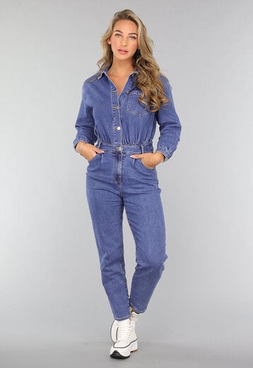 OP=OP.37.NL Longsleeve Donkere Denim Jumpsuit