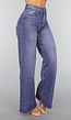 High waist Denim Broek in Donkerblauw