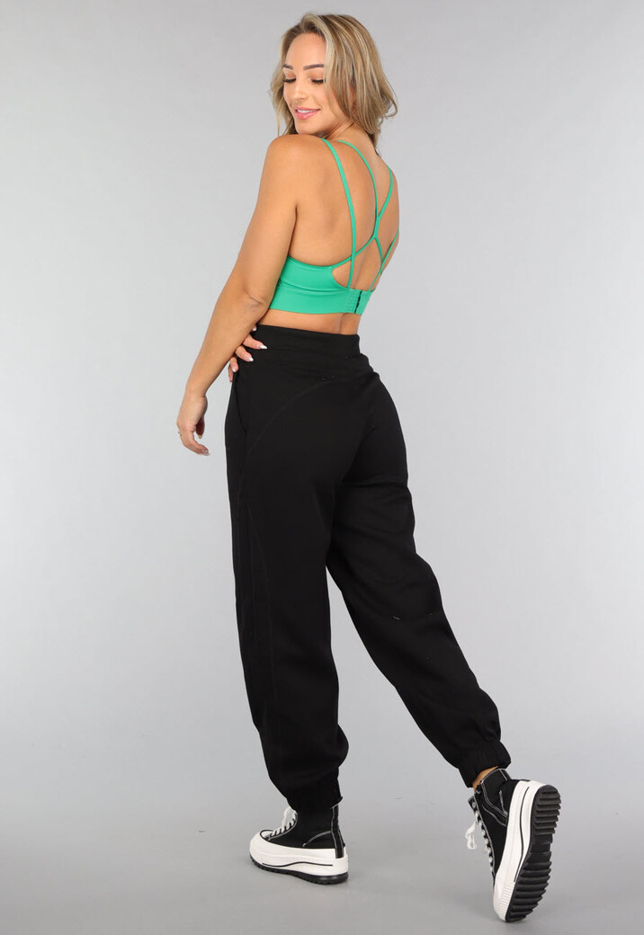 Gekruiste Groene Sporttop met Niet Uitneembare Pads