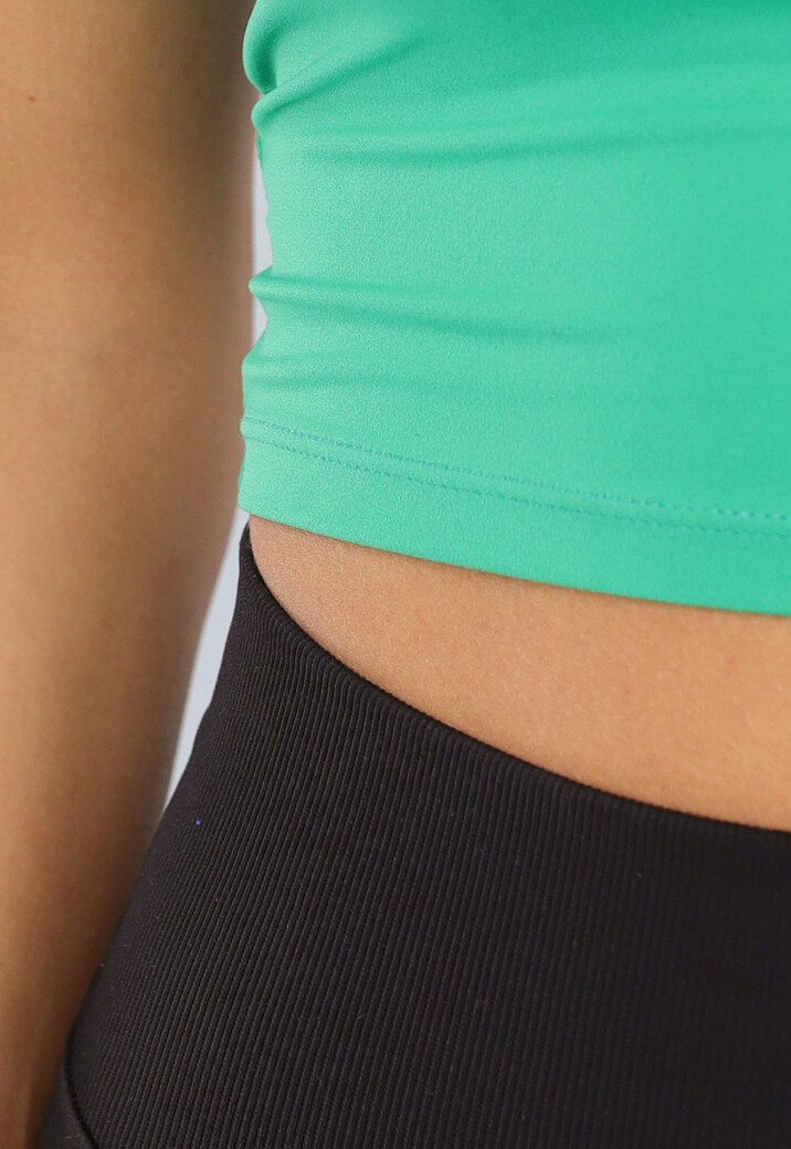 Groen Sporthemd met Halter Hals en Open Rug