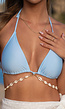 Lichtblauw Padded Triangel Bikinitopje met Schelpjes