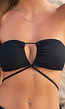 Zwarte Bandeau Bikini Top met Strikdetail