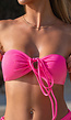 Neon Roze Bandeau Bikini Top met Veterdetail