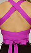 Paarse Strakke Top met Strappy Rug Detail