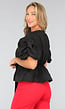 Zwarte Blouse met Grote Pofmouwen