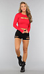 Rood Cropped Shirtje met Duimgaten