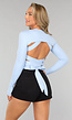 Cropped Blauwe Bolero met Ronde Hals