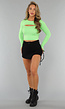 Groene Longsleeve Stretch Croptop