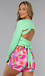 Kort Sportief Mintgroene Bolero met Ronde Hals