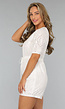 Witte Broderie Playsuit met Pofmouwtjes