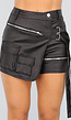 Zwarte Stretchy Overslag Cargo Skort