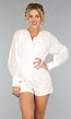 Witte Linnen Playsuit met Lange Mouwen