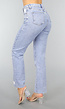 Stretch Jeans met Witte Hartjes