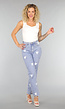 Stretch Jeans met Witte Hartjes