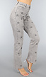 Grijze Straight Leg Jeans met Strass Sterren