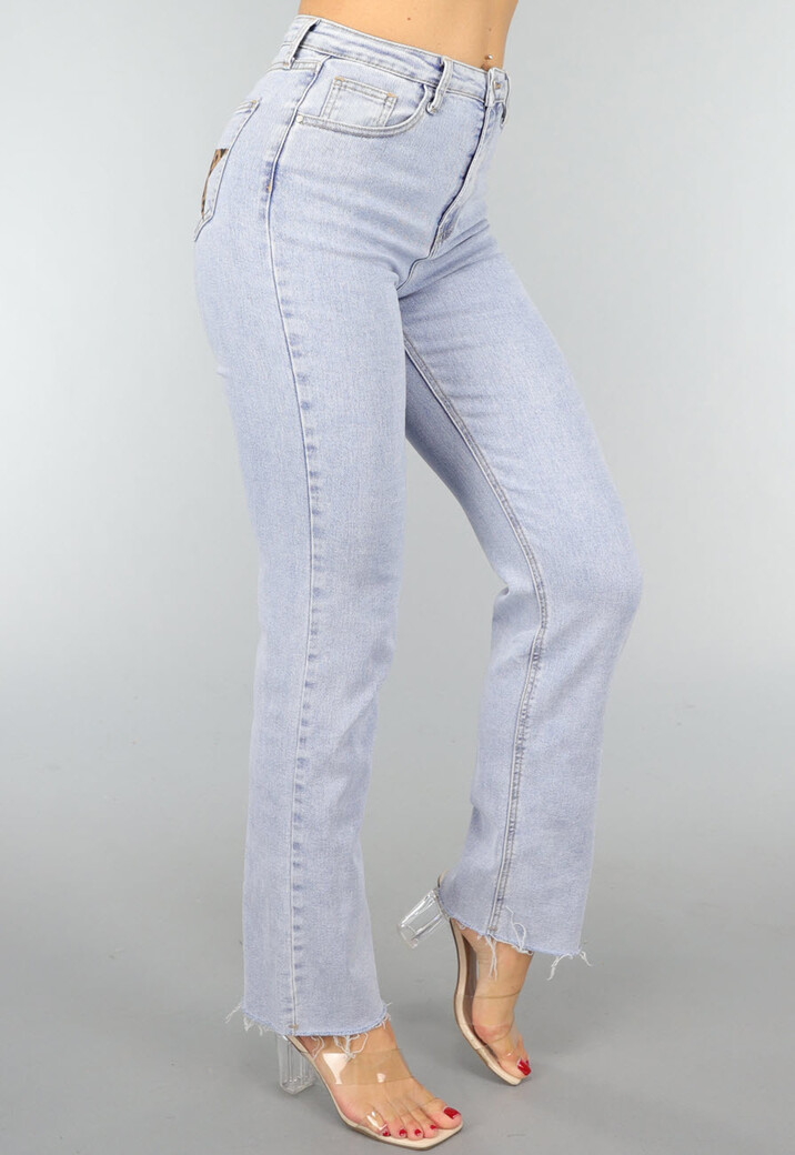 Rechte Jeans met Panterprint Sterren