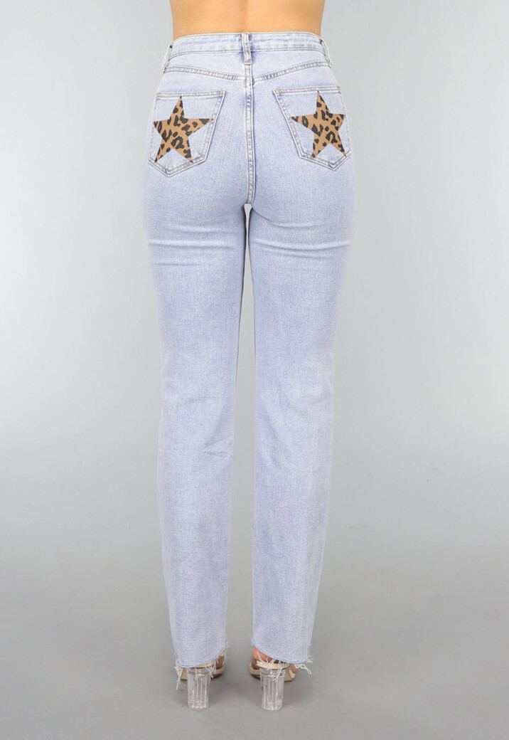 Rechte Jeans met Panterprint Sterren
