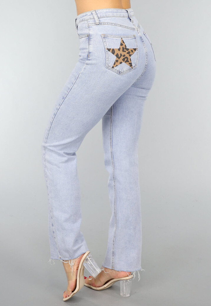 Rechte Jeans met Panterprint Sterren