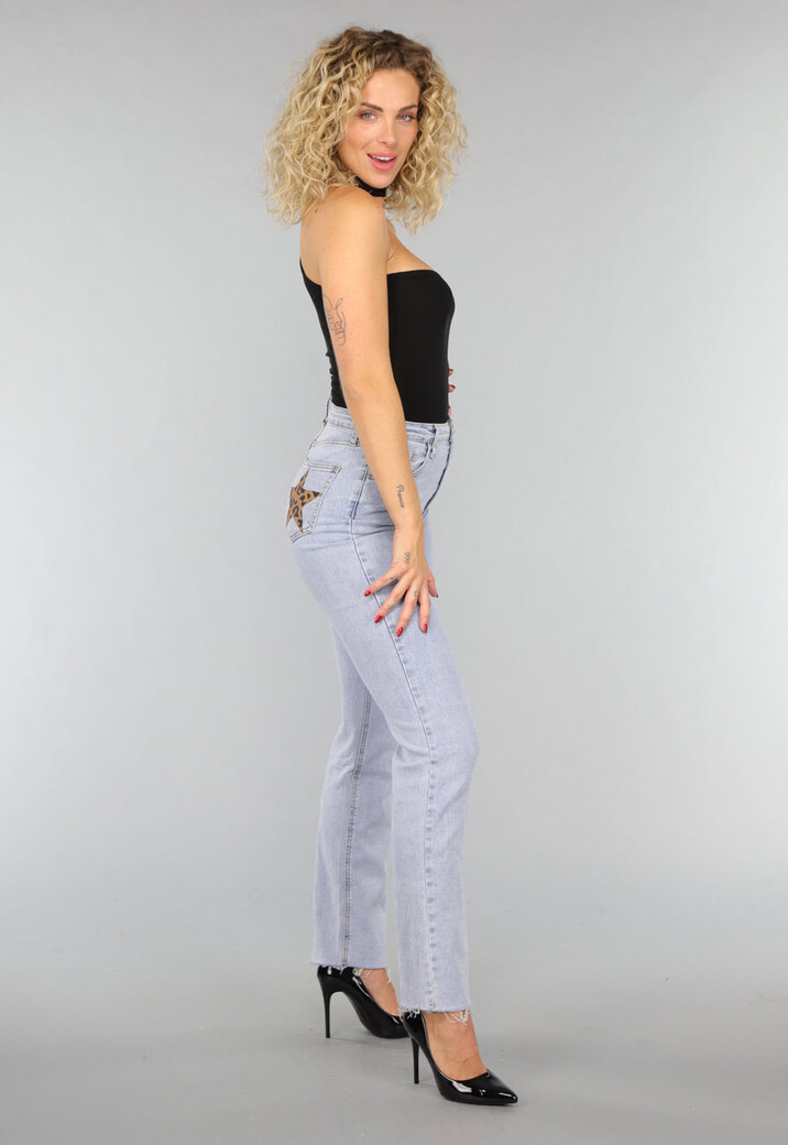 Rechte Jeans met Panterprint Sterren