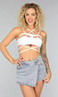 Witte Strappy Festival Top met Spaghettibandjes