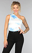 One Shoulder Top met Blauwe Bloemenprint