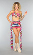 Multicolor Mesh Ruffle Two Piece