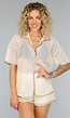 Beige Boho Short Set met Gouden Detail