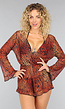 Bruine Cover Up Playsuit met Animal Print