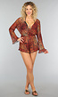 Bruine Cover Up Playsuit met Animal Print