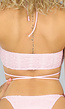 Lichtroze Strappy Bandeau Bikini Top met Structuur