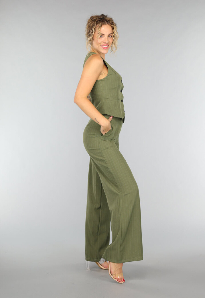 Khaki Pantalon Set met Gilet