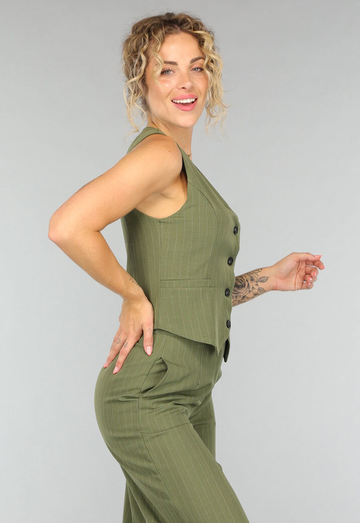 Khaki Pantalon Set met Gilet