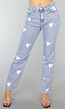 Stretch Jeans met Witte Hartjes