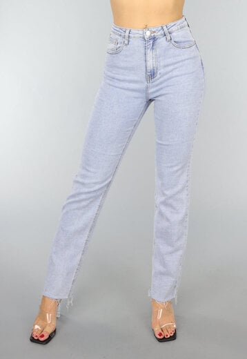 NEW1408 Rechte Jeans met Panterprint Sterren