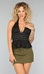 Zwarte Geplooide Halter Top met Studs